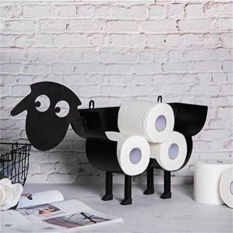 Porte-papier toilette en métal en forme de mouton, support mural pour rouleau de papier toilette, porte-rouleau de rechange (1/5)