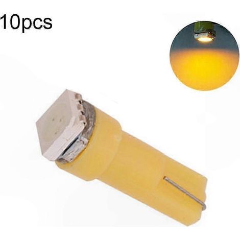 10er-Pack T5 5050 SMD LED-Lampen, 12V 0,5W Armaturenbrettbeleuchtung (Gelb) (1/5)