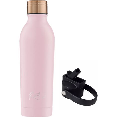 Set deportivo: Botella térmica y tapón con pajita, recubrimiento en polvo rosa milenario, 500 ml
