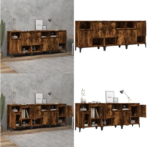 Sideboards 3 Stk. Räuchereiche 60x35x70 cm Holzwerkstoff - Holzwerkstoff - Räuchereiche (1/5)