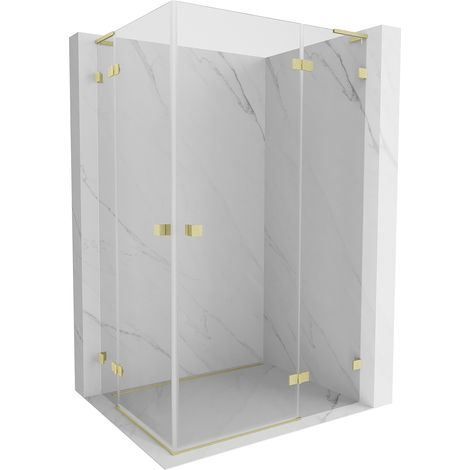 Mexen Lunar L Duo cabine de douche avec porte pivotante droite 120 x 85 cm, transparent, or brossé - 834L-120P-085L-55-00 (1/3)
