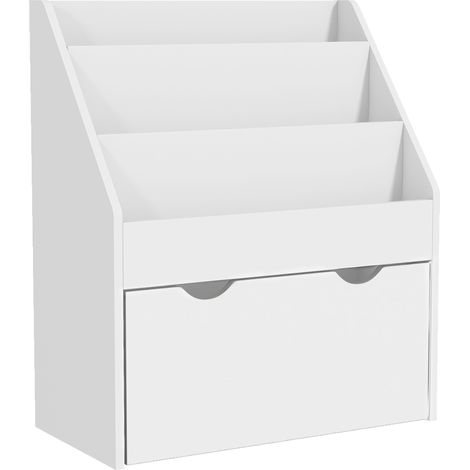 Étagère multifonction pour enfants avec 3 étagères et un tiroir, 62,5 cm (L) x 30 cm (l) x 70 cm (H), blanche (1/5)
