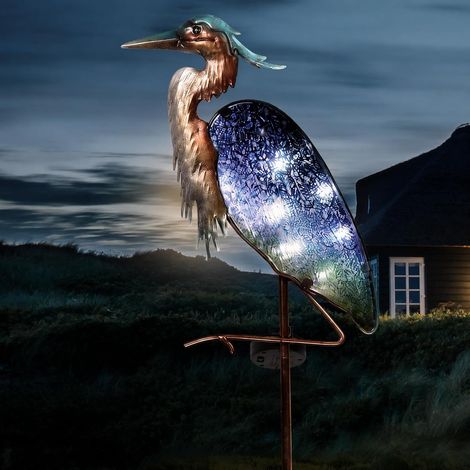 Solar Outdoor Garden Light, Garden Decoration Outdoor Heron 99 cm, Bird Figure on Stand LED Solar Light for Floor Lamp, Waterproof Metal Glass, Gifts for Mother (M) (1/5)