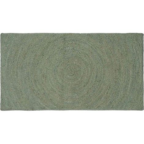 Tapis vert olive, 60 x 110 cm, jute.