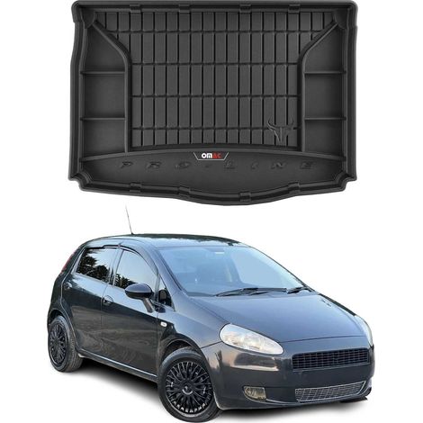 Tapis de Coffre 3D TPE Premium Compatible avec Fiat Grande Punto 2006-2009 5 Portes - Bac de Protection de Coffre Intérieur antidérapant Revêtement de Coffre Bords Hauts pour Voiture Noir