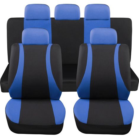 Lupex shop - Coprisedili auto universali modello LS10, set anteriori e posteriori, NO SUV, colore Blu (1/4)