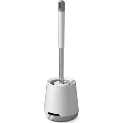 Brosse WC Silicone - Brosse Toilette et Supports, Anti-goutte, Antibactérienne, Balai WC Ventilée, Séchage Rapide sans Odeur, Balayette WC Montage Mural/au Sol, Salle de Bain et WC, Blanc (1/5)