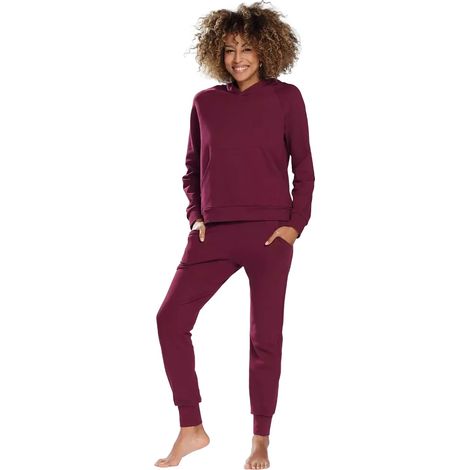 Conjunto de chándal para mujer, ropa cómoda e informal para el día a día, color burdeos. (1/5)