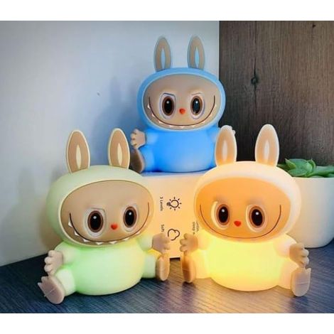 Bunte Monsterlampe mit Touch-Steuerung – Nachtlicht, USB-aufladbar, 7 wechselnde warme Lichtfarben – Timer – Geschenk fürs Kinderzimmer (blau) (1/2)