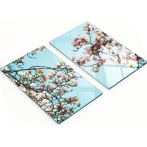 Taglieri da cucina in vetro con grafica di fiori di magnolia, 2x30x52 cm (1/5)