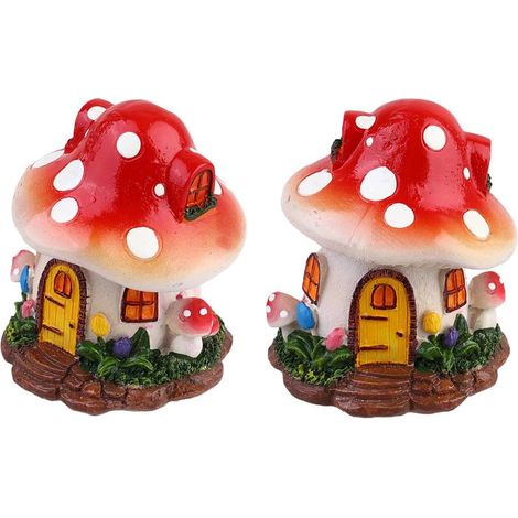 Maison Champignon Miniature 9.5X8.5X8 CM Décor Jardin Extérieur en Résine Ornements pour Micro Paysage Bonsaï Décoration de Terrarium (1/5)