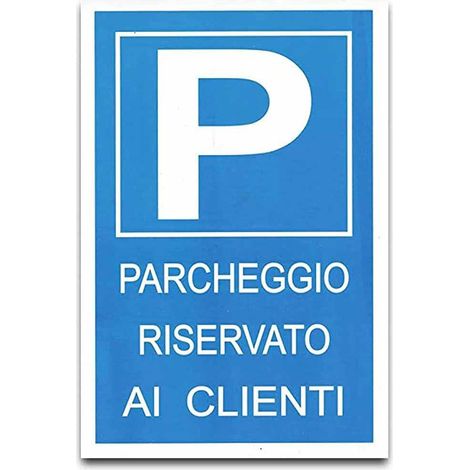 Cartello parcheggio riservato plastificato con biadesivo targa simbolica segnaletica 30.5x20 cm
