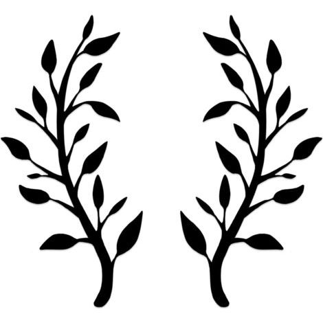 Lot de 2 décorations murales en métal pour intérieur ou extérieur, jardin, maison, chambre à coucher, salon (noir)
