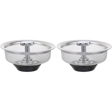 Lot de 2 crépines d'évier en acier inoxydable, diamètre 8,25 cm, filtres à mailles, protection universelle pour évier de cuisine et de salle de bain (1/5)