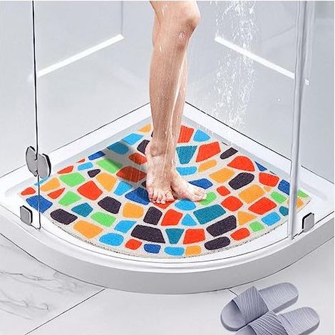 Tapis de Douche en Luffa Naturel 60x60 cm - Antidérapant et Anti-Moisissure, Paillasson de Salle de Bain Lavable pour Intérieur et Extérieur (1/4)