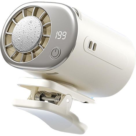 Ventilateur de voiture à pince, rotation à 360°, semi-refroidissement, rechargeable par USB (blanc crème) (1/5)