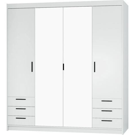 AX LIVING Weiß Kleiderschrank mit Spiegel Storicos 4T6S 176,3cm Groß