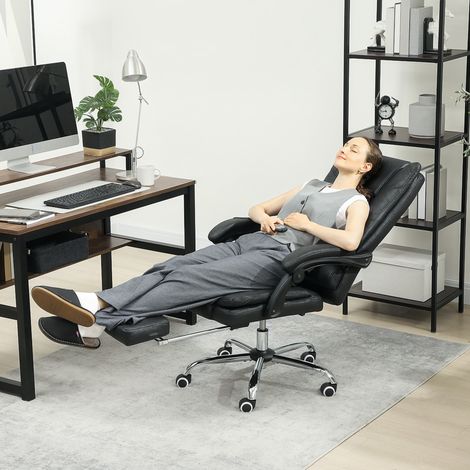 Fauteuil de massage/fauteuil de bureau avec fonction massage. repose-pieds inclus. hauteur réglable. 64 cm x 70 cm x 118 cm. noir