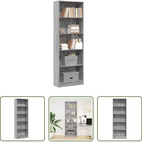 vidaXL Étagère livres -  Bibliothèque sonoma gris 60x24x176 cm bois d'ingénierie (1/5)