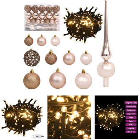 The Living Store 61-tlg. Weihnachtskugeln mit Weihnachtsbaumspitze 150 LEDs - Weihnachtsbeleuchtung (1/5)