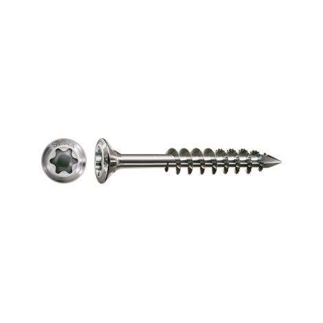 Spax – Vis à bois inox 4,5 x 35 mm – Tête fraisée bombée – Filetage partiel – Boîte de 200 vis pour bardage bois