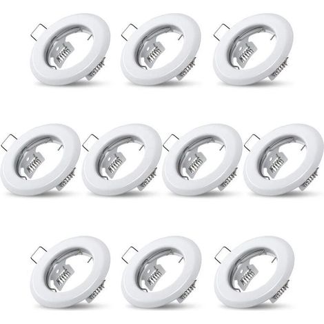 10 faretti a incasso a soffitto, luci fisse bianche, porta faretti a incasso in acciaio inox, apparecchi di illuminazione per cucina, soggiorno e bagno, diametro di incasso: 55 mm