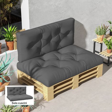 Ensemble coussins jardin en deux pièces canapés palettes en polyester rembourrage épais - Couleur: Gris (1/4)