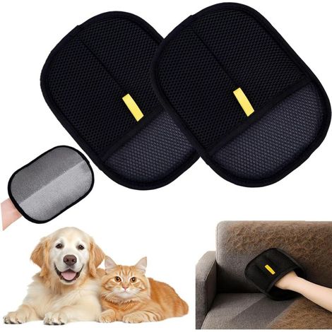 RHG Lot de 2 gants de toilettage réutilisables pour poils de chat, doux et sains, pour vêtements et canapés (1/5)