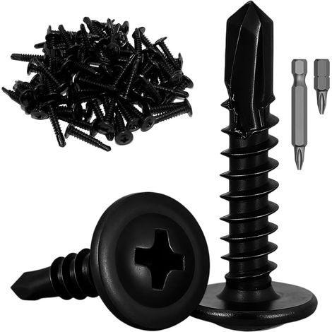 M4,8 x 25 mm - Lot de 80 vis à tôle avec tête bombée - Vis autotaraudeuses - Vis à métal avec 2 embouts pour acier, aluminium, bois (1/5)