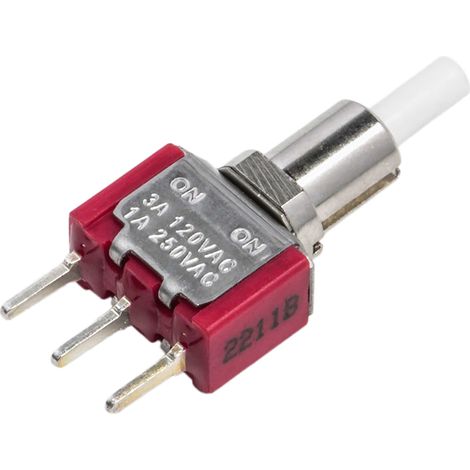 Bouton-poussoir, Verrouillable, Unipolaire à deux directions (1RT), 3 A @ 120 V c.a., Montage sur Circuit imprimé ( Prix pour 1 ) (1/2)