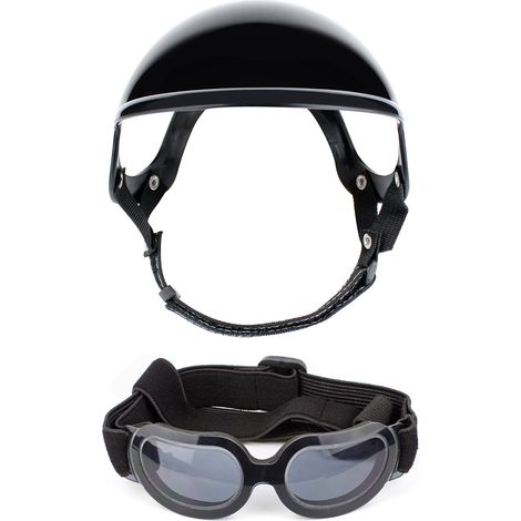 Lunettes de protection UV pour casque de chiot, laisse réglable pour chien, casque de chantier coupe-vent et résistant à la neige, masque de protection pour les yeux pour chien d'équitation (1/5)