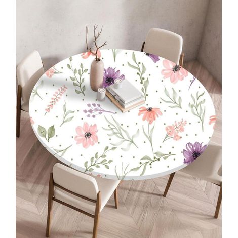Nappe élastique Ronde avec élastique, imperméable, motif floral, 90cm