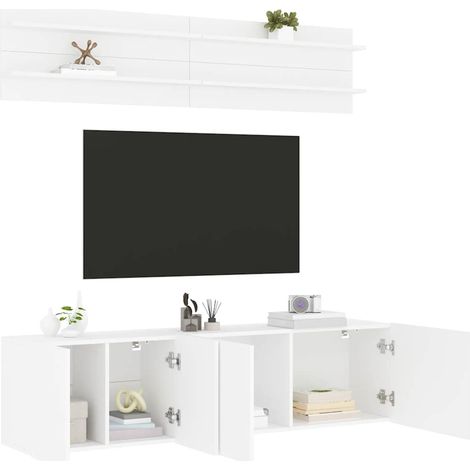 vidaXL 6 Piece TV Wall Units White Engineered Wood (1/5)