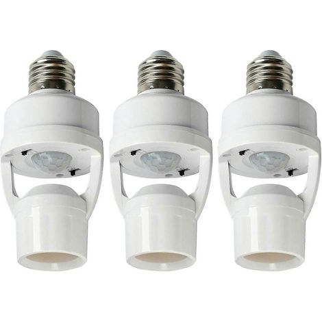 Adaptateur de douille E27 à détecteur de mouvement avec minuterie crépusculaire et temporisateur, douille automatique à sensibilité réglable pour l'éclairage domestique (1/5)
