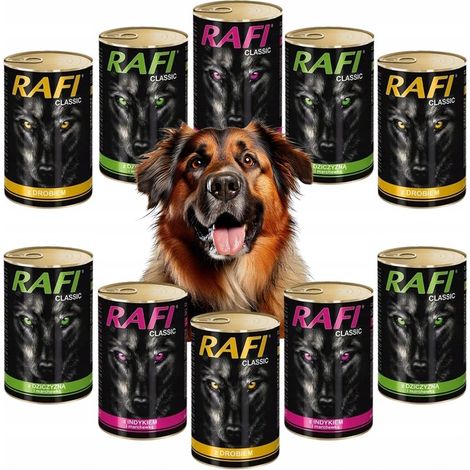 DOLINA NOTECI RAFI CLASSIC Nassfutter für Hunde, Dosen, verschiedene Geschmacksrichtungen, 10 x 1240 g
