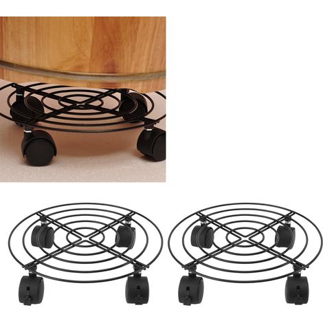 Rollbarer Pflanzenständer – Robuster Transportständer mit feststellbaren Rollen aus Eisen und PVC – 27 cm – 2er-Pack (1/5)