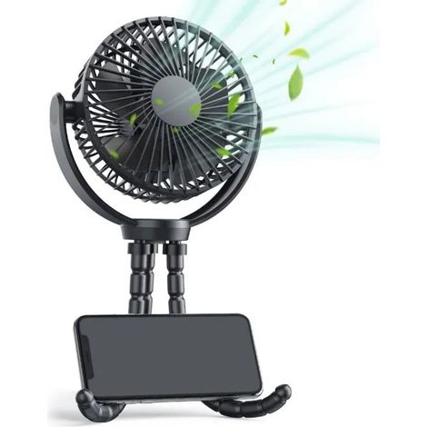 Mini ventilateur Pince USB avec batterie 5200 mAh, Portable Petit Ventilateur de Bureau mini trépied (1/4)
