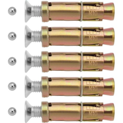 Lot de 5 Boulons de Sécurité Antivol M10 Boulons d'expansion M10 X 70 Mm Boulons d'ancrage de Sécurité Adaptés à La Fixation de Pierre en Béton avec Billes en Acier de 6 Mm (1/5)