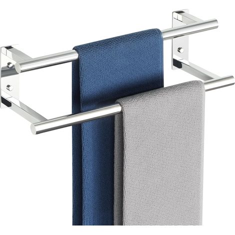 1 Porte-Serviettes Mural, Acier Inoxydable, Longueur 40 Cm, Finition Chrome, Pour Salle De Bain Et Cuisine