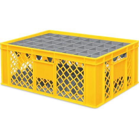 BRB Gläserkiste 600x400 mm für 15, 24, 33 oder 40 Gläser, farbig (Gelb, für 40 Gläser Ø 67 mm, Glashöhe max 205 mm)