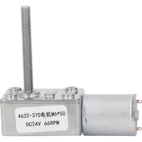 Moteur à engrenages à vis sans fin DC24V, auto-bloquant, haute précision, réducteur de vitesse 66 tr/min, arbre M6x50mm, couple élevé, sans charge, pour bricolage et automatisation (1/5)