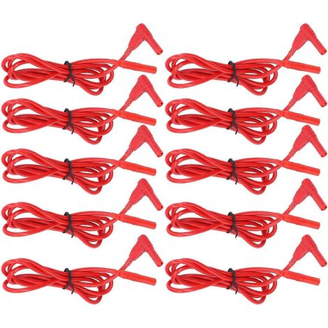 10 Sets Multimeter-Testleitungen 4 mm Stecker auf Stecker Bananenstecker-Adapter J.70018 Rot