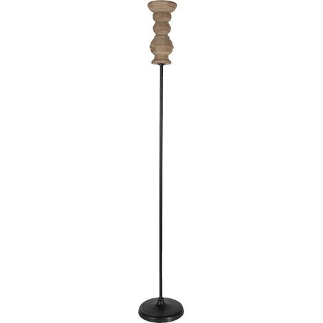 Grand Chandelier Bougeoir sur Pied en Bois et Fer Style Campagne Noir et Marron 102 cm - PANGIVO (1/3)