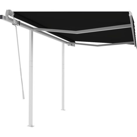 Markise Manuell Einziehbar mit Pfosten 3,5x2,5 m Anthrazit (1/5)
