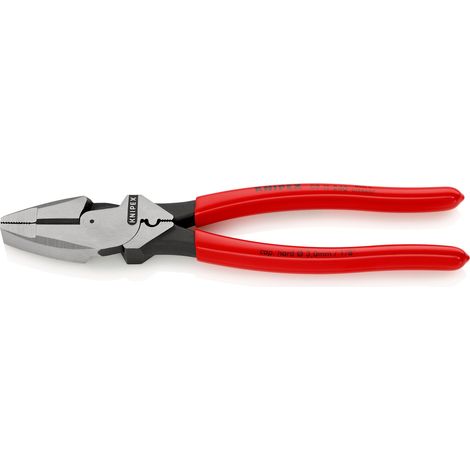 KNIPEX 09 11 240 SB Pince universelle à forte démultiplication « Lineman's Pliers » modèle américain gaines PVC anti-dérapantes atramentisée noire 240 mm (1/3)