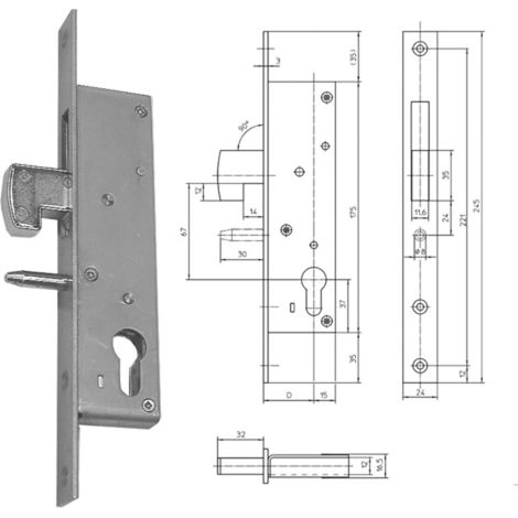 KFV Schwenkriegelschl. 36F PZ, DM 30 mm VZ Flachstulp 24x3x245 mm