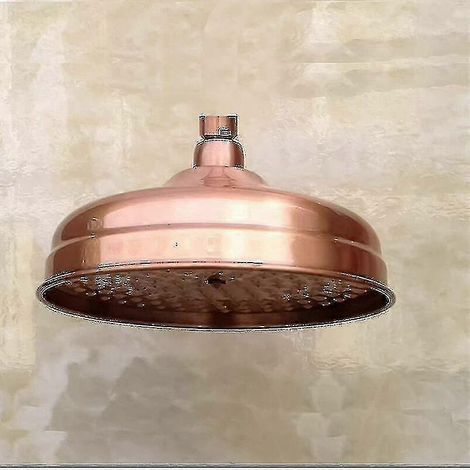 Pommeau de douche en cuivre de 20 cm (8 pouces) de diamètre, haute pression, fixe, avec angle réglable, effet pluie - Or HK (1/2)