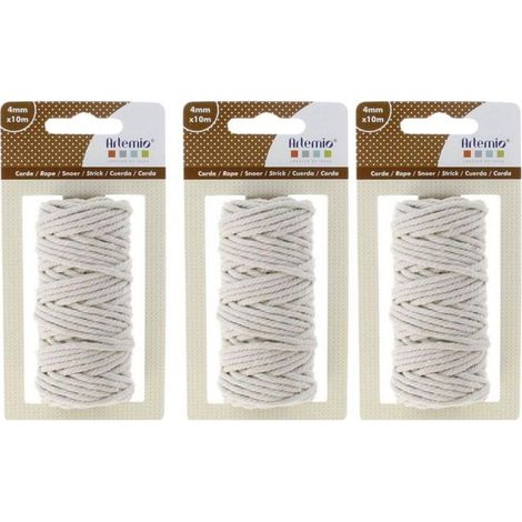 3 ficelles en coton pour macramé 10 m - Beige