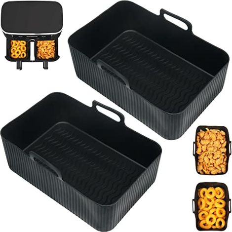 Garnitures en silicone pour friteuse à air Ninja Dual 9,5L/Tower 9L/Instant Vortex/Salter, grands accessoires pour friteuse à air Ninja AF451UK/AF400UK/EMtronics/Devology et autres friteuses à air à 2