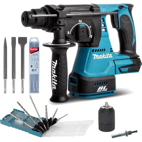 Makita DHR242Z 18v LXT SDS Hammer Drill + 9 Piece Bit Set Point Chisel + Chuck (1/5)